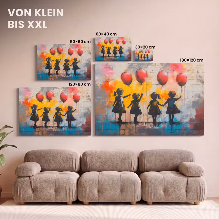 Graffiti - Kinderen - Street art - Ballon - Banksy canvas 2cm klein -Xsfeer8_DE