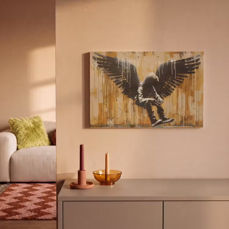 Graffiti - Kunst - Vleugels - Street art - Banksy canvas 2cm klein -sfeer1
