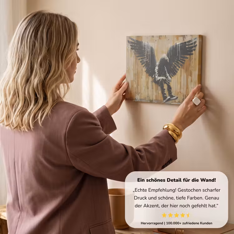 Graffiti - Kunst - Vleugels - Street art - Banksy canvas 2cm klein -sfeer3