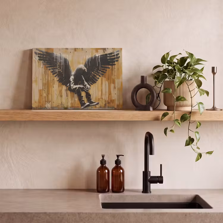 Graffiti - Kunst - Vleugels - Street art - Banksy canvas 2cm klein -sfeer6