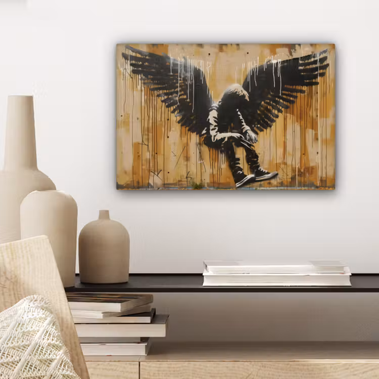 Graffiti - Kunst - Vleugels - Street art - Banksy canvas 2cm klein -closeup_print_DE