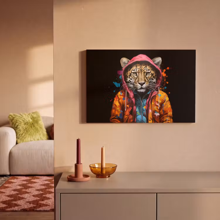 Graffiti - Luipaard - Zwart - Jas canvas 2cm klein -sfeer1