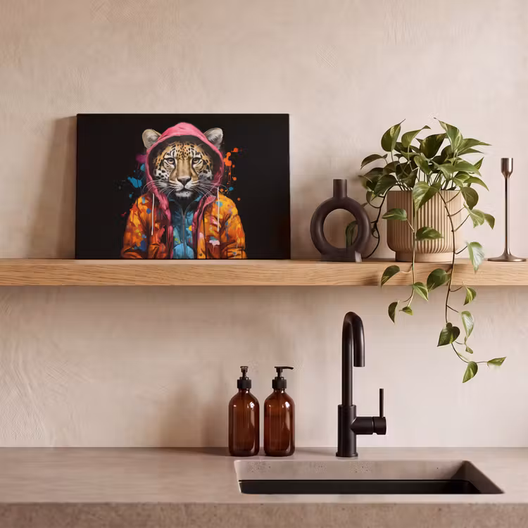 Graffiti - Luipaard - Zwart - Jas canvas 2cm klein -sfeer3