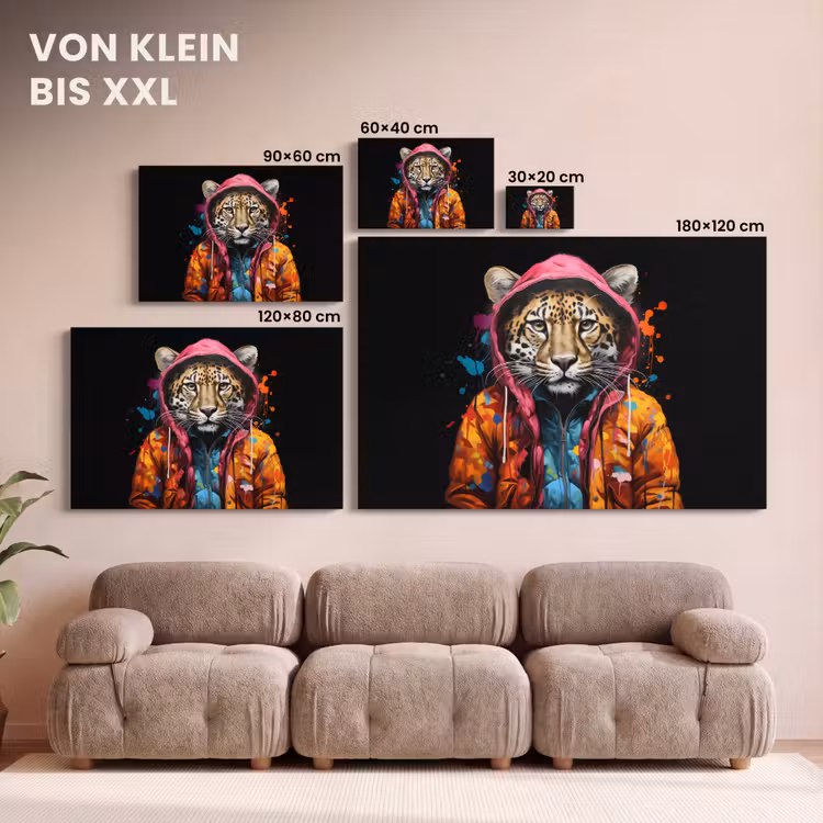 Graffiti - Luipaard - Zwart - Jas canvas 2cm klein -Xsfeer8_DE