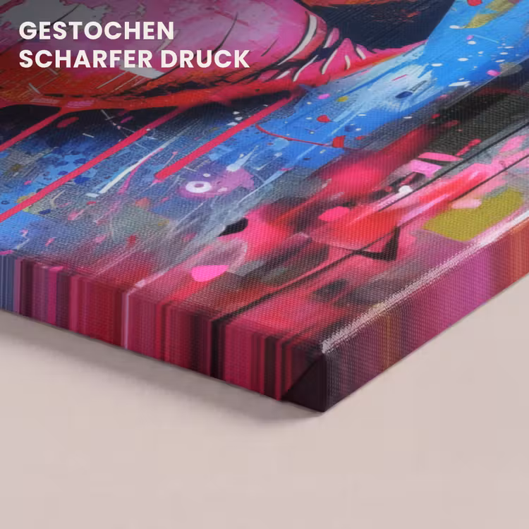 Graffiti - Lippen - Felroze - Geschilderd canvas 2cm klein -uniquesellingpoint_afwerking-onlywow_DE
