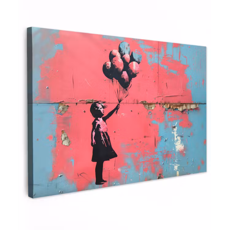 Graffiti - Meisje - Ballon - Banksy - Street art canvas 2cm klein -z3d