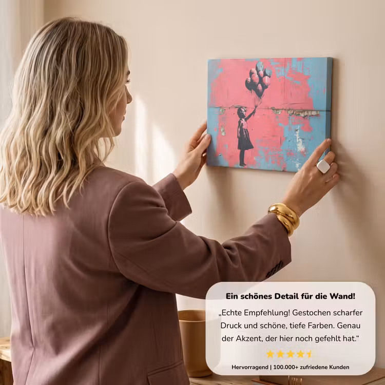 Graffiti - Meisje - Ballon - Banksy - Street art canvas 2cm klein -Xsfeer7_DE