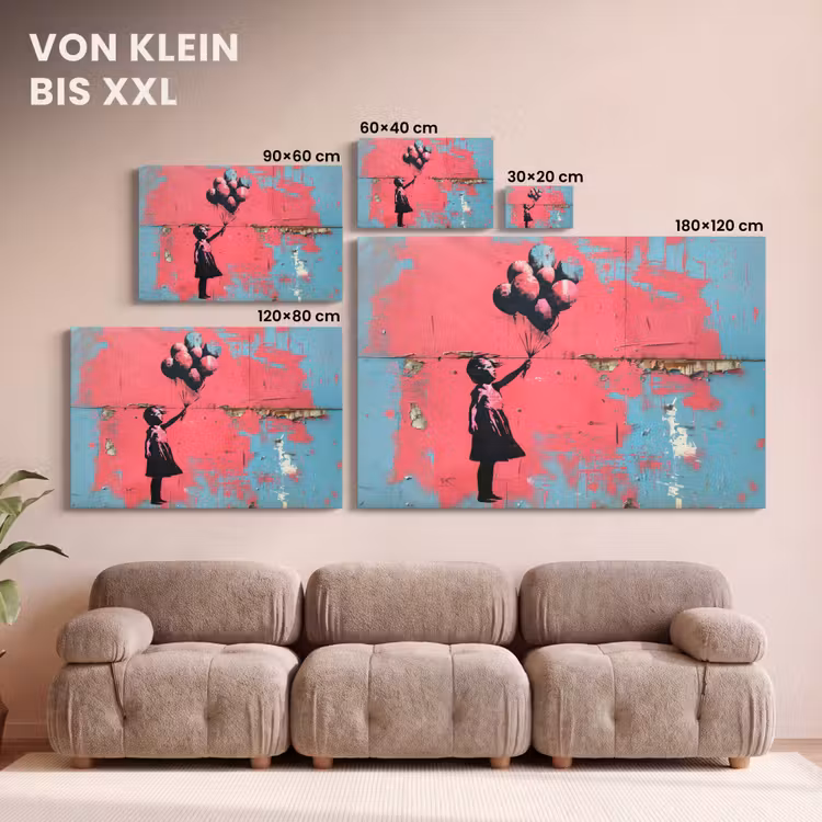 Graffiti - Meisje - Ballon - Banksy - Street art canvas 2cm klein -Xsfeer8_DE