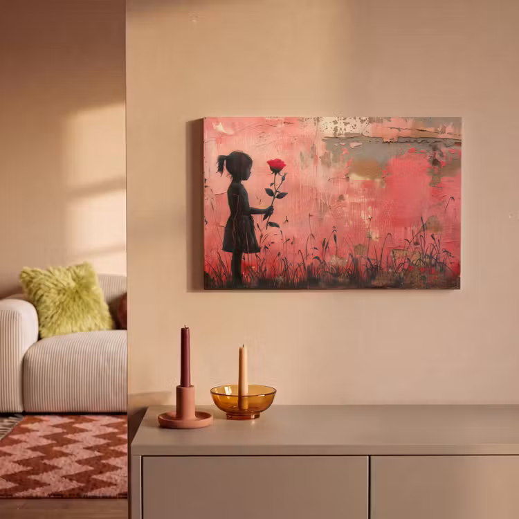 Graffiti - Meisje - Roze - Street art - Roos - Banksy canvas 2cm klein -sfeer1