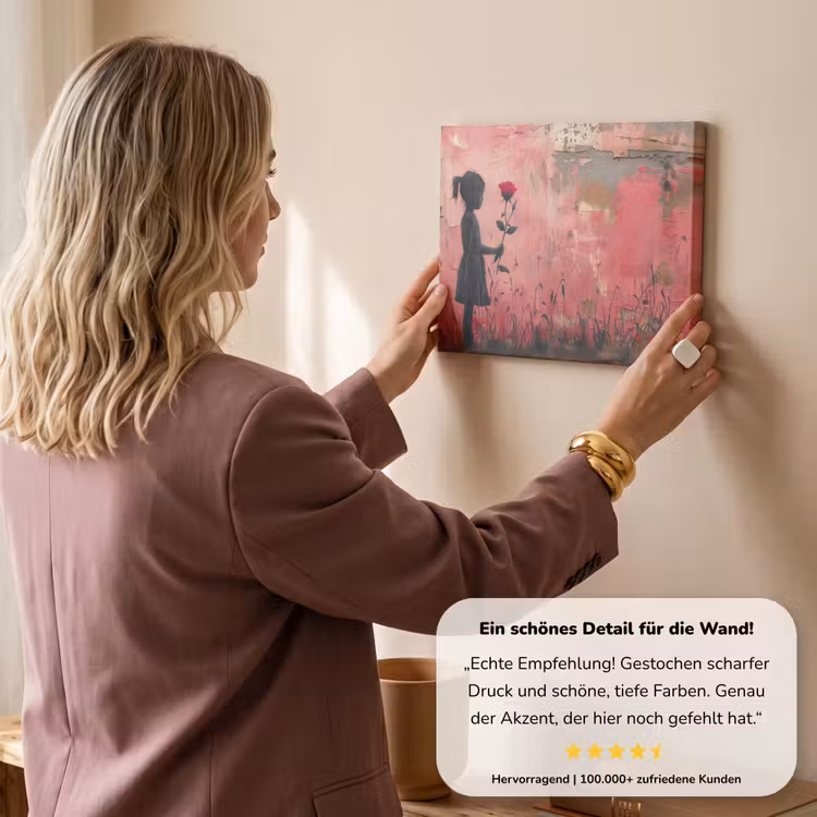 Graffiti - Meisje - Roze - Street art - Roos - Banksy canvas 2cm klein -Xsfeer7_DE