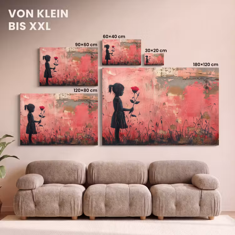 Graffiti - Meisje - Roze - Street art - Roos - Banksy canvas 2cm klein -Xsfeer8_DE