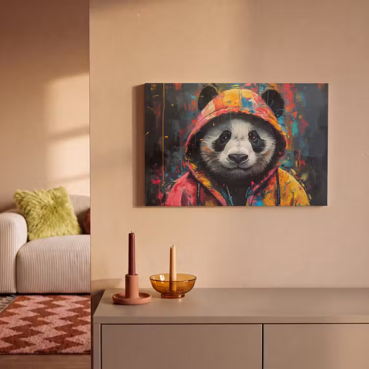 Graffiti - Panda - Jas - Kleurrijk canvas 2cm klein -sfeer1