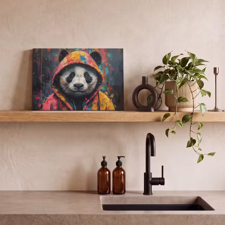Graffiti - Panda - Jas - Kleurrijk canvas 2cm klein -sfeer3