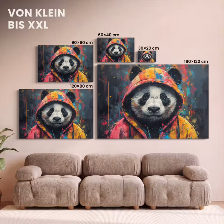 Graffiti - Panda - Jas - Kleurrijk canvas 2cm klein -Xsfeer8_DE