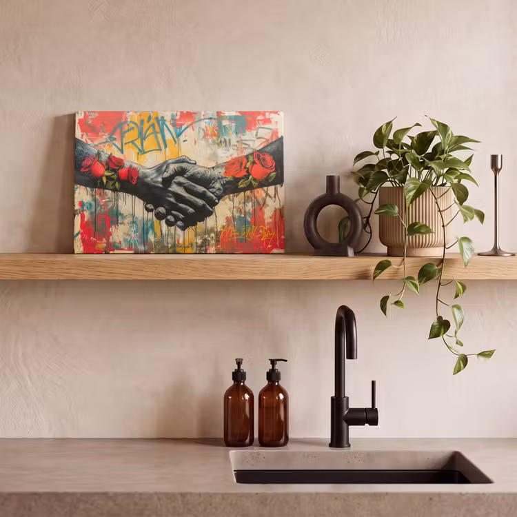 Graffiti - Rozen - Handen - Street art - Banksy canvas 2cm klein -sfeer3