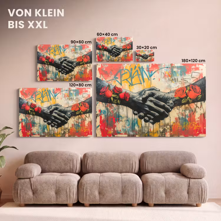 Graffiti - Rozen - Handen - Street art - Banksy canvas 2cm klein -Xsfeer8_DE