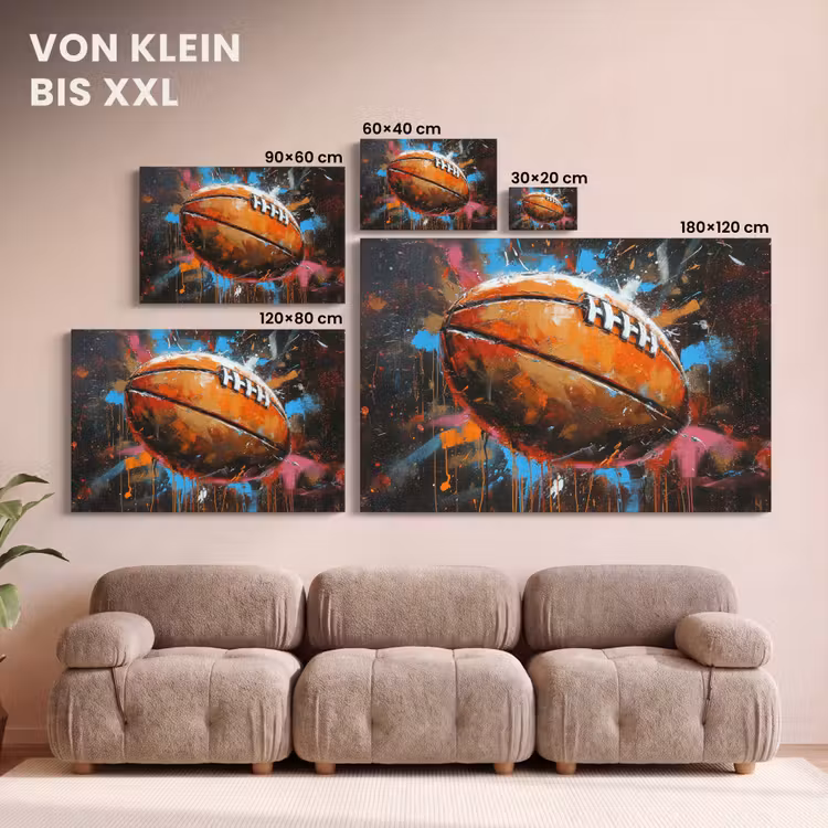 Graffiti - Rugby - Kleurrijk - Rugbybal canvas 2cm klein -Xsfeer8_DE
