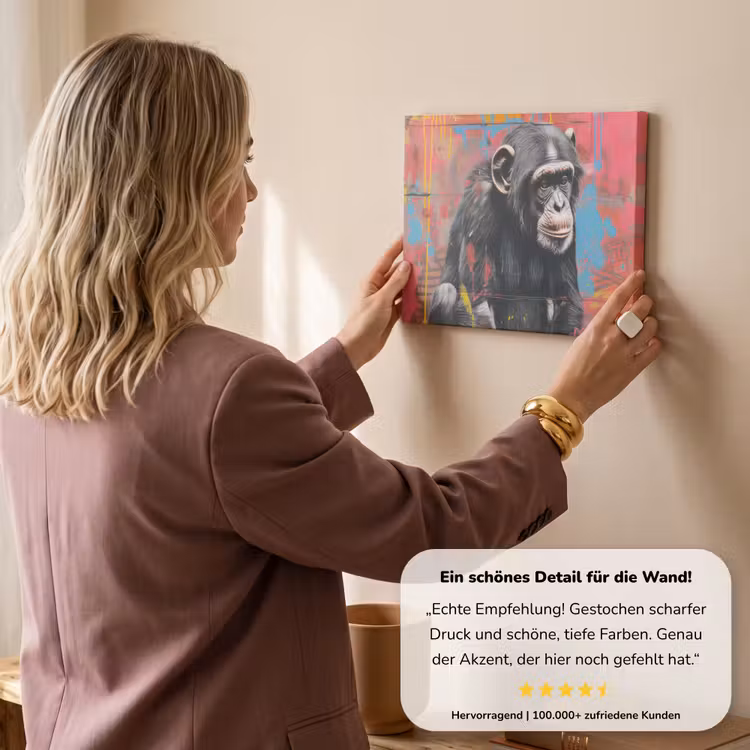 Graffiti - Chimpansee - Dieren - Street art - Banksy canvas 2cm klein -Xsfeer7_DE