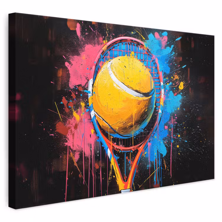 Graffiti - Tennis - Sport - Racket canvas 2cm klein -3d