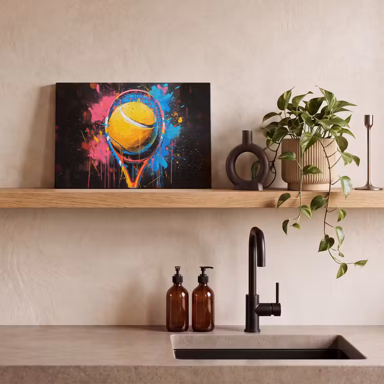 Graffiti - Tennis - Sport - Racket canvas 2cm klein -sfeer3