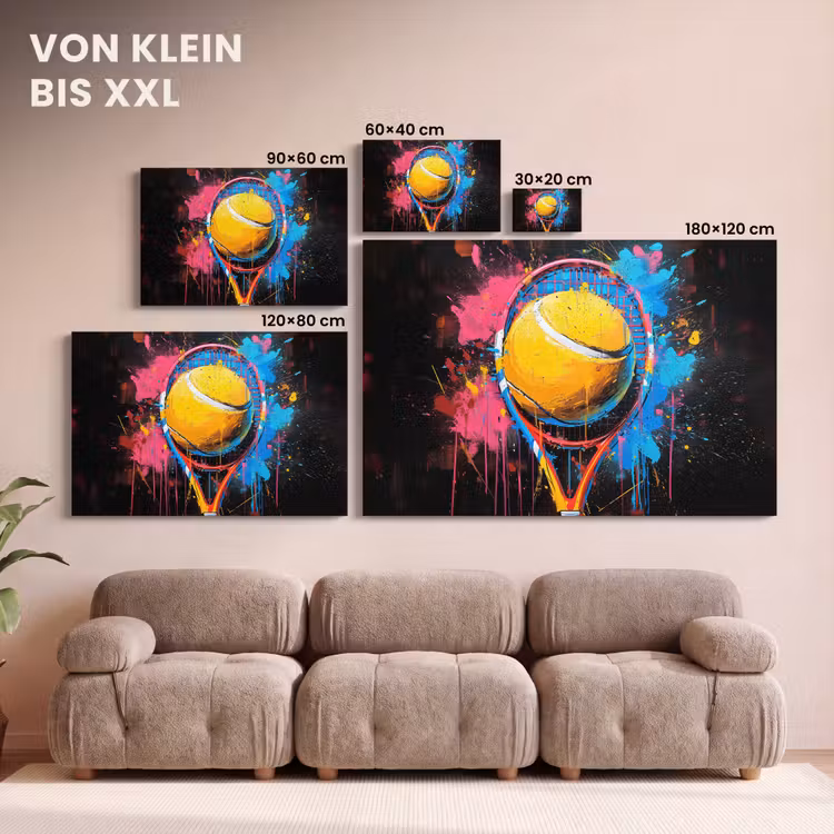 Graffiti - Tennis - Sport - Racket canvas 2cm klein -Xsfeer8_DE