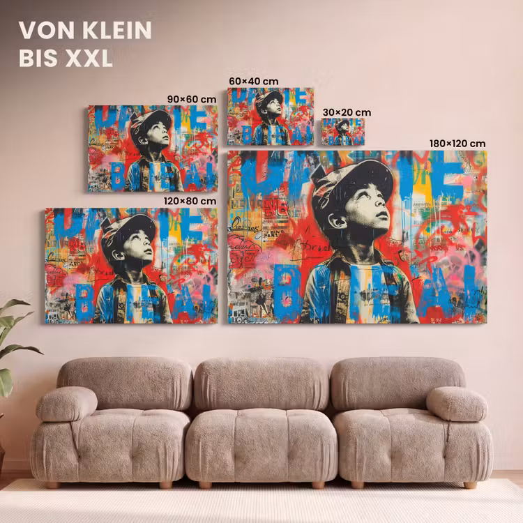Graffiti - Vintage - Jongen - Street art - Neon - Banksy canvas 2cm klein -Xsfeer8_DE