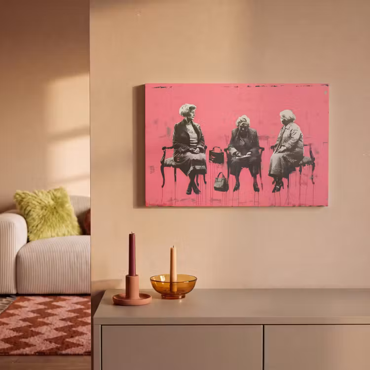 Graffiti - Vintage - Zwart - Street art - Roze - Banksy canvas 2cm klein -sfeer1