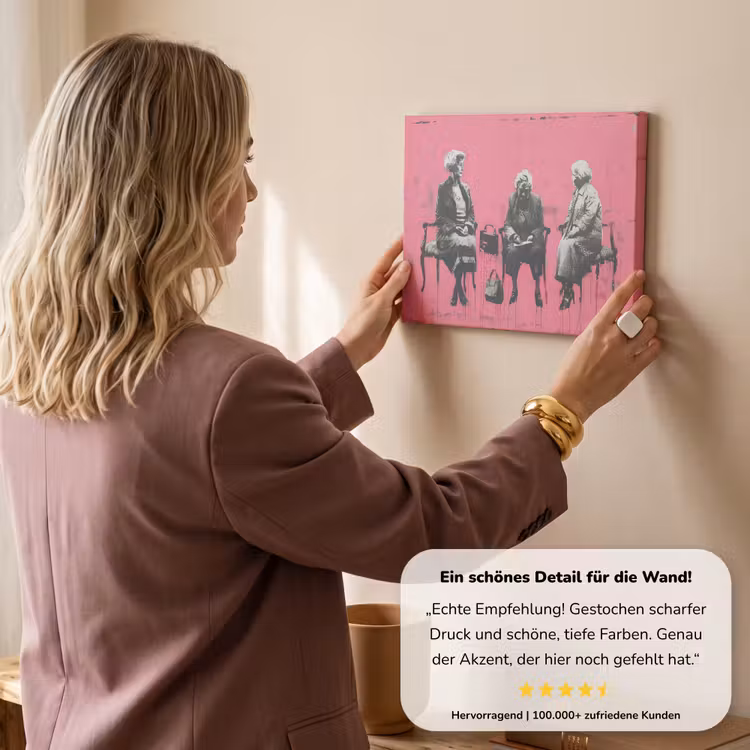 Graffiti - Vintage - Zwart - Street art - Roze - Banksy canvas 2cm klein -Xsfeer7_DE