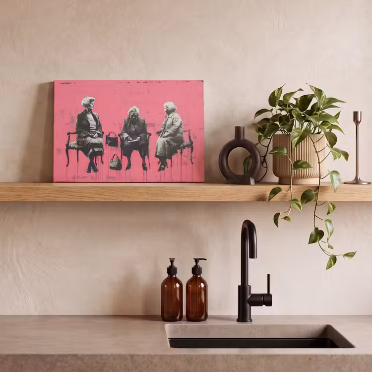 Graffiti - Vintage - Zwart - Street art - Roze - Banksy canvas 2cm klein -sfeer3