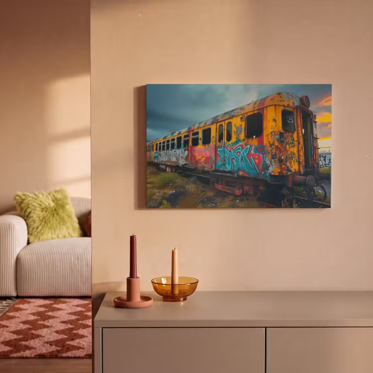 Graffiti - Trein - Street art - Verlaten canvas 2cm klein -sfeer1