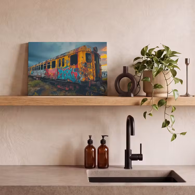 Graffiti - Trein - Street art - Verlaten canvas 2cm klein -closeup_print_DE
