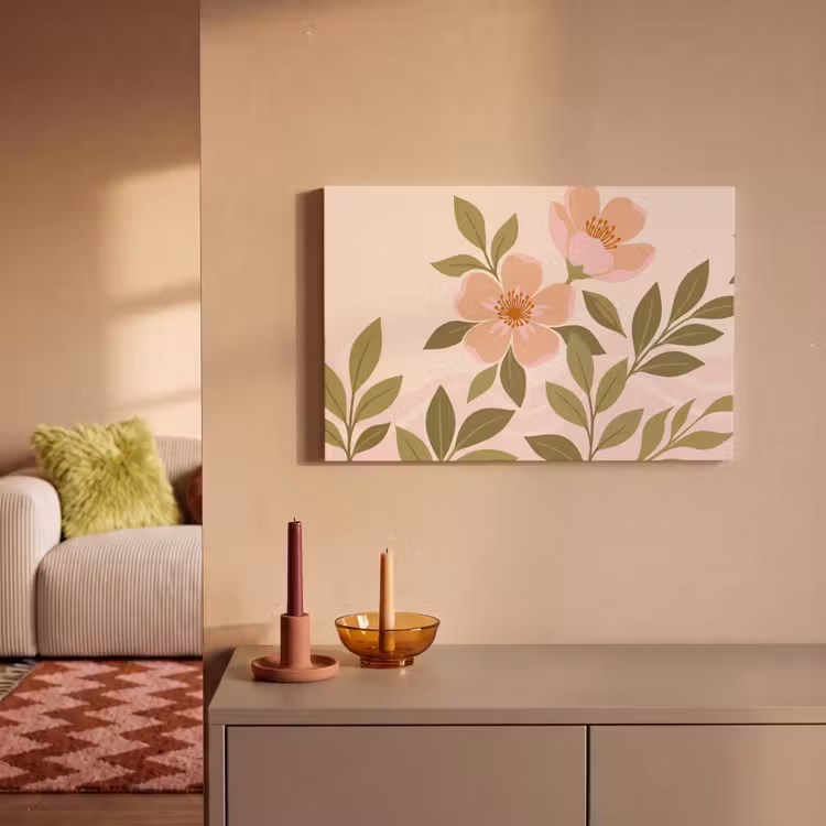 Grafisch - Bloemen - Roze canvas 2cm klein -sfeer1