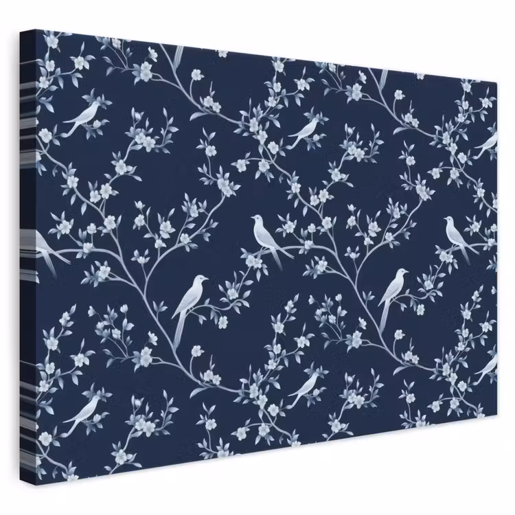 Grafisch - Bloesemtak - Blauw canvas 2cm klein 34 -3d