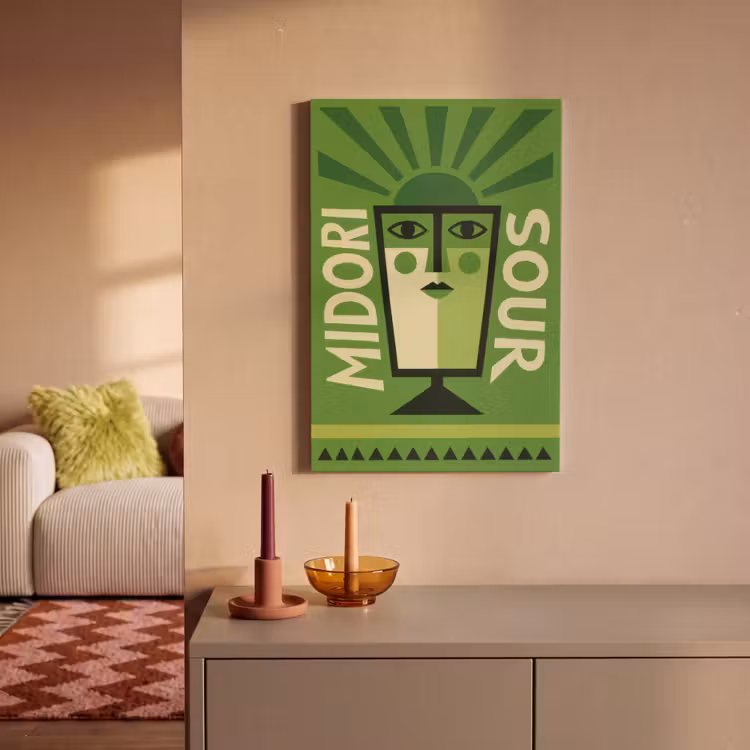 Grafisch - Art - Cocktail - Groen canvas 2cm klein -sfeer1