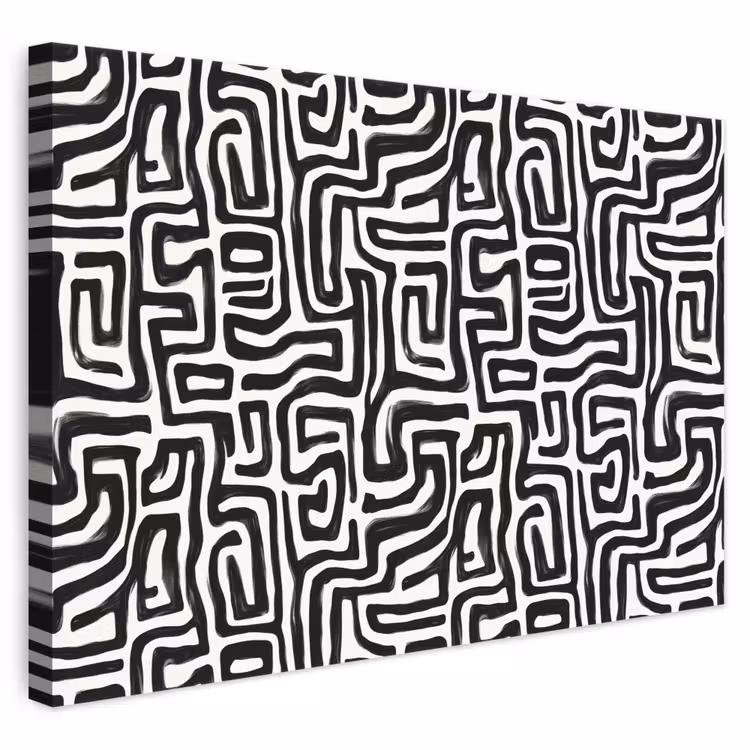 Grafisch - Lijnen - Zwart - Wit canvas 2cm klein 34 -3d