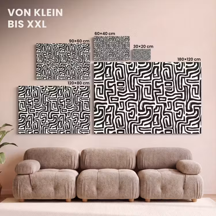 Grafisch - Lijnen - Zwart - Wit canvas 2cm klein 34 -Xsfeer8_DE