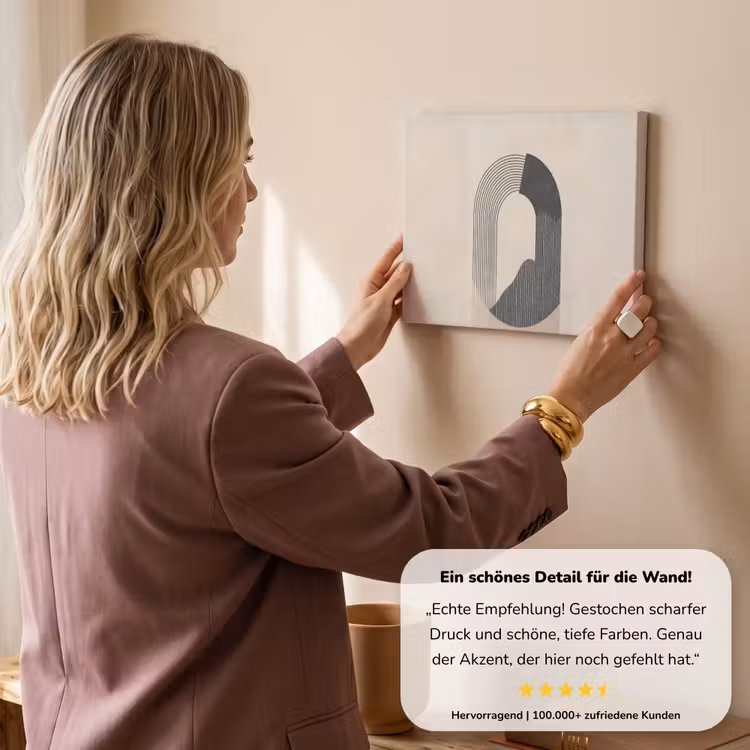 Grafisch gebogen motief - Beige canvas 2cm klein -sfeer3
