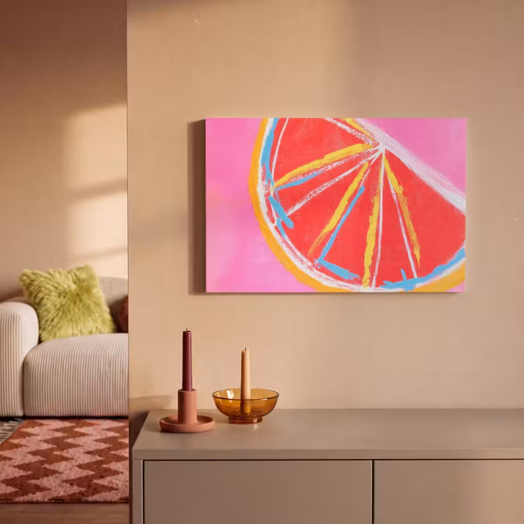 Grapefruit - Geschilderd - Roze - Strepen canvas 2cm klein -sfeer1