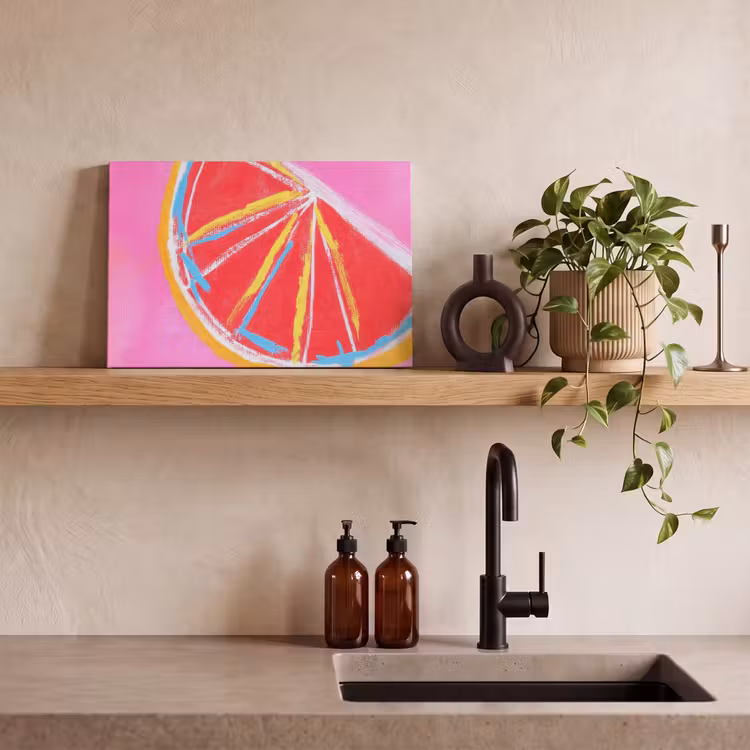 Grapefruit - Geschilderd - Roze - Strepen canvas 2cm klein -sfeer3