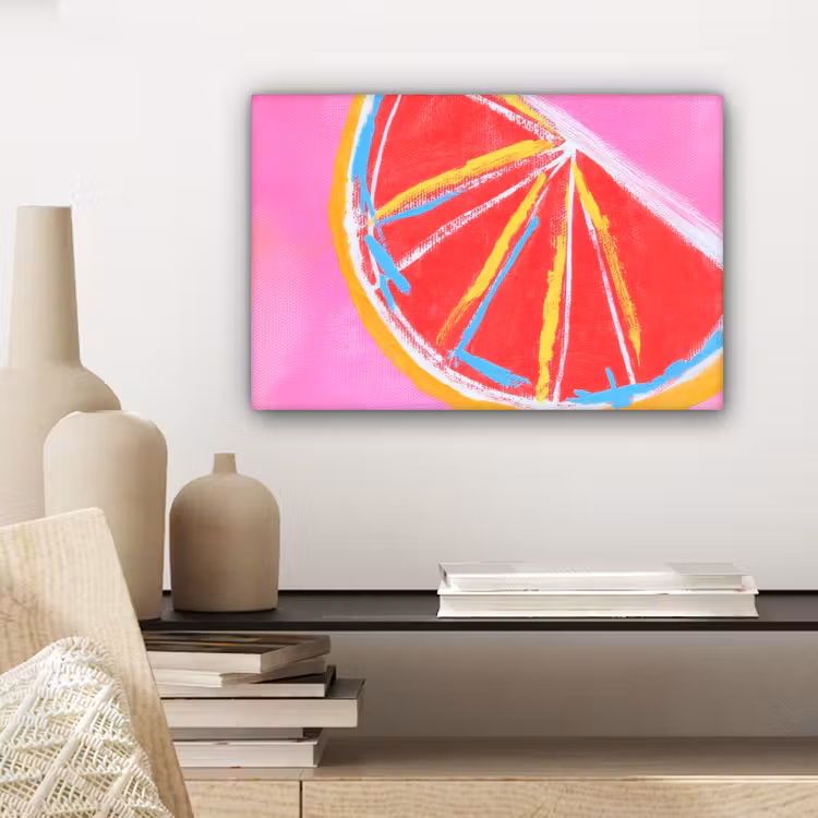 Grapefruit - Geschilderd - Roze - Strepen canvas 2cm klein -closeup_print_DE
