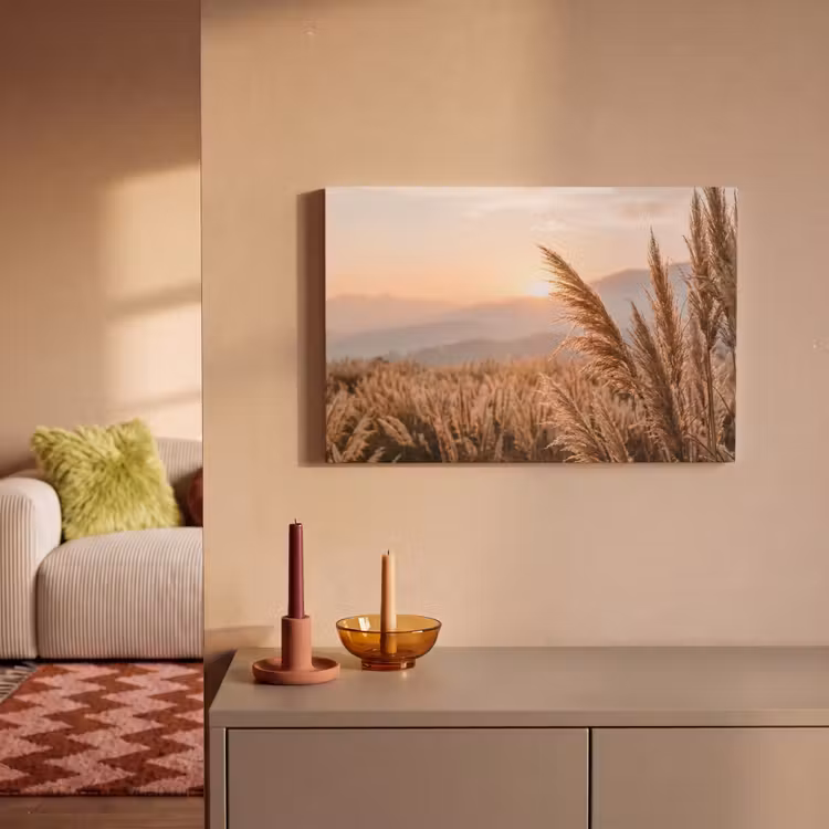 Gras - Veld - Zon - Natuur canvas 2cm klein -sfeer1