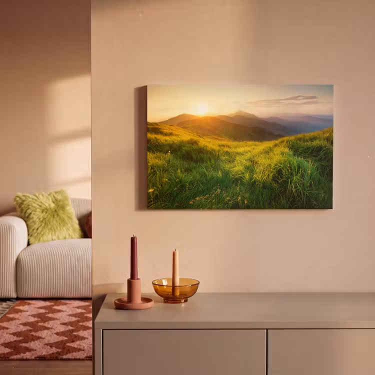 Gras - Heuvels - Zon - Natuur - Landschap canvas 2cm klein -sfeer1