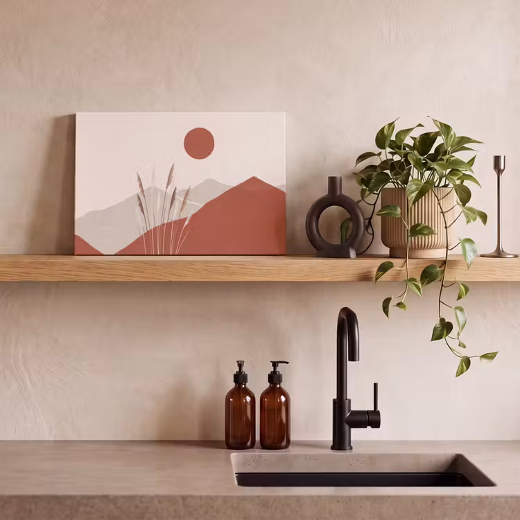 Gras - Landschap - Natuur - Abstract - Beige canvas 2cm klein -sfeer3