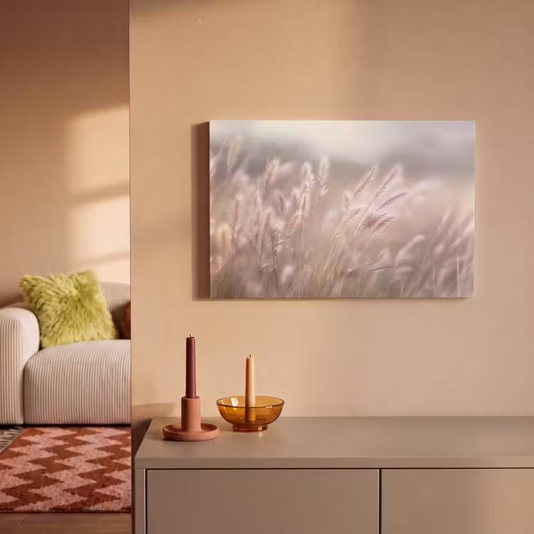 Graspluimen - Wind - Beige - Mistig canvas 2cm klein -sfeer1