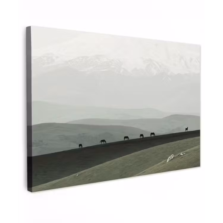 Grijs - Berg - Paarden canvas 2cm klein -z3d