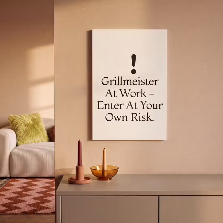 Grill - Uitroepteken - Zwart - Tekst canvas 2cm klein -sfeer1