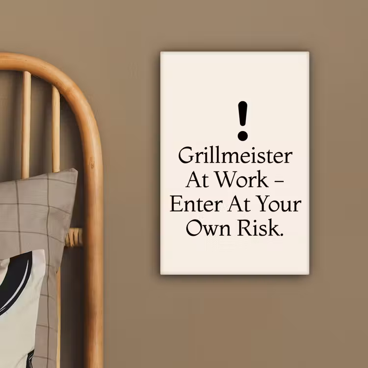 Grill - Uitroepteken - Zwart - Tekst canvas 2cm klein -sfeer3
