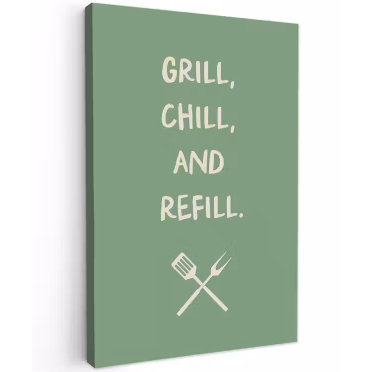 Grill - Groen - Zomer - Quote canvas 2cm klein -z3d