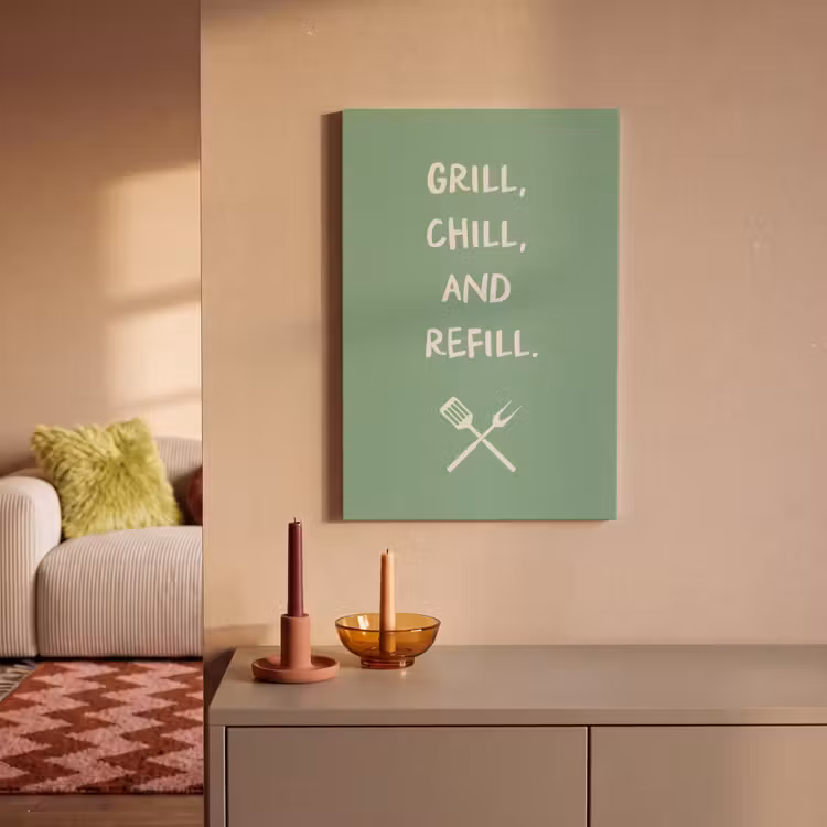 Grill - Groen - Zomer - Quote canvas 2cm klein -sfeer1