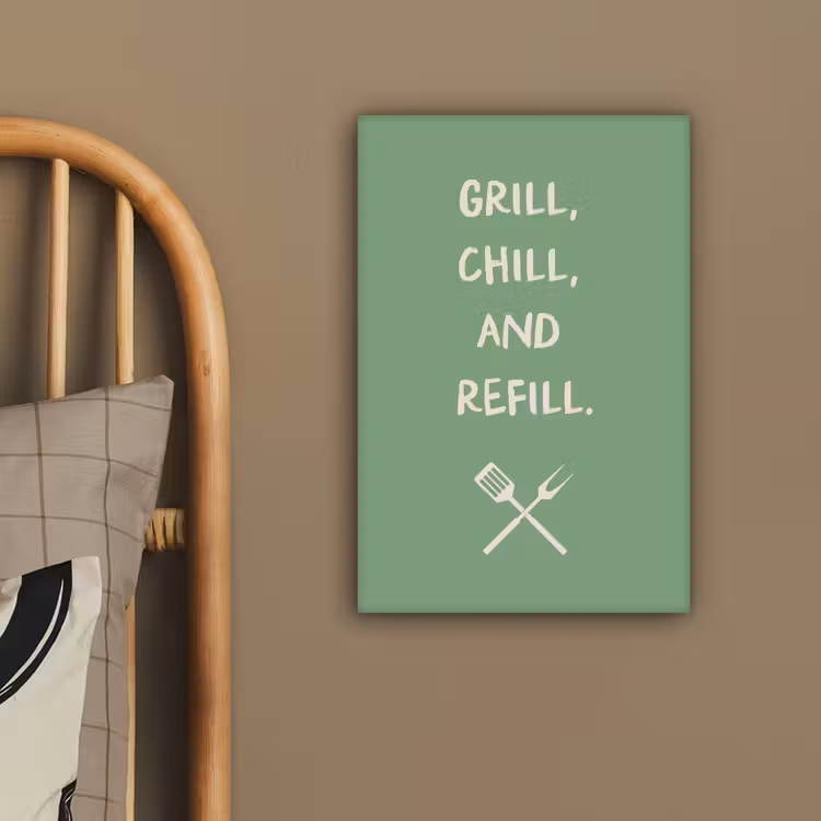 Grill - Groen - Zomer - Quote canvas 2cm klein -sfeer6
